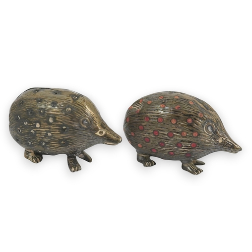 42 - Two Edwardian silver novelty pin cushions, modelled as porcupines, Levi & Salaman, Birmingham, 1905 ... 