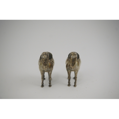 43 - A pair of Edwardian novelty silver pin cushions, each modelled as a camel, by Adie & Lovekin Ltd, Bi... 