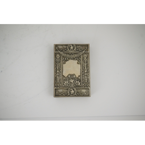 51 - An early 20th century Russian 84 zolotnik silver embossed rectangular box, master V. Pivkin, with hi... 