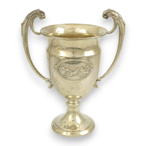 59 - A George V silver two handled presentation greyhound trophy cup, 'The Purley Cup', by Blackmore & Fl... 