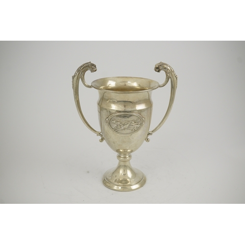 59 - A George V silver two handled presentation greyhound trophy cup, 'The Purley Cup', by Blackmore & Fl... 