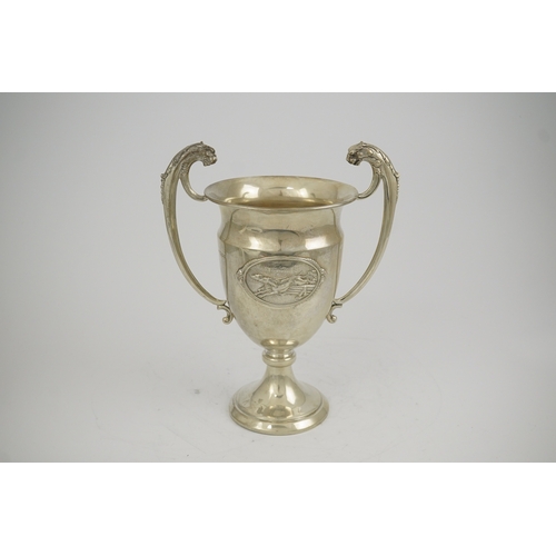 59 - A George V silver two handled presentation greyhound trophy cup, 'The Purley Cup', by Blackmore & Fl... 