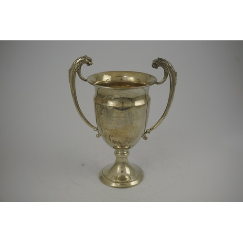 59 - A George V silver two handled presentation greyhound trophy cup, 'The Purley Cup', by Blackmore & Fl... 