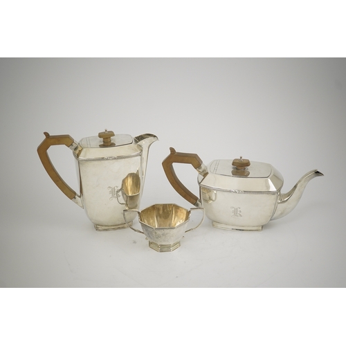 61 - A George V Scottish silver teapot and hot water pot, by Henry Tatton & Son, Edinburgh, 1934, togethe... 