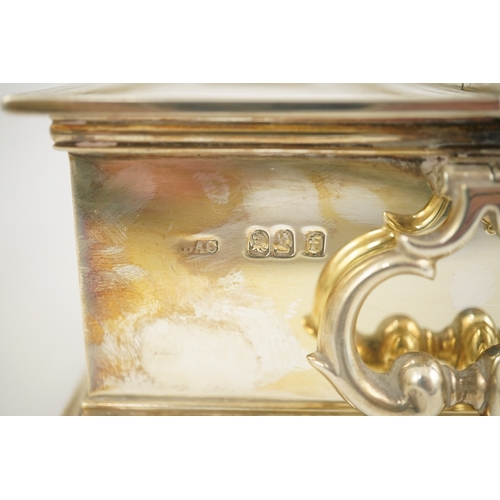 68 - A George V Britannia standard silver and enamel combination treasury inkstand/ cigarette box, by Cr... 