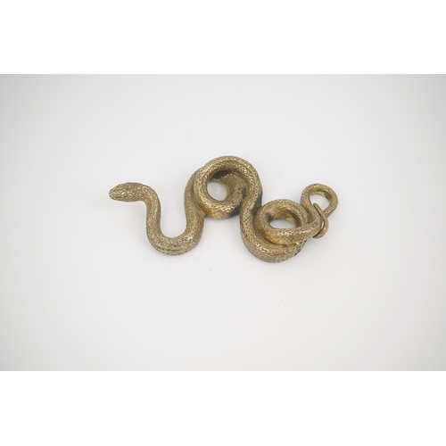 81 - A Sterling silver gilt model of a snake, stamped PR.S, 13.2cm, 10.8oz.