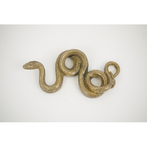 81 - A Sterling silver gilt model of a snake, stamped PR.S, 13.2cm, 10.8oz.