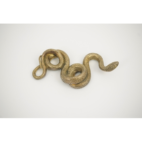 81 - A Sterling silver gilt model of a snake, stamped PR.S, 13.2cm, 10.8oz.