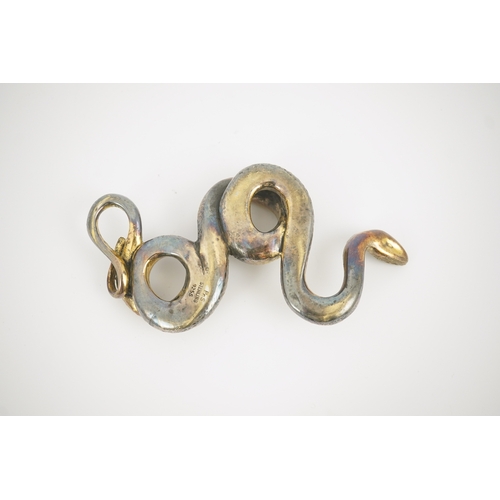 81 - A Sterling silver gilt model of a snake, stamped PR.S, 13.2cm, 10.8oz.