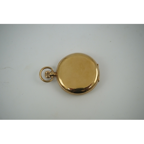 88 - A George V 9ct gold Rolex keyless lever half hunter pocket watch, with Arabic dial, subsidiary secon... 