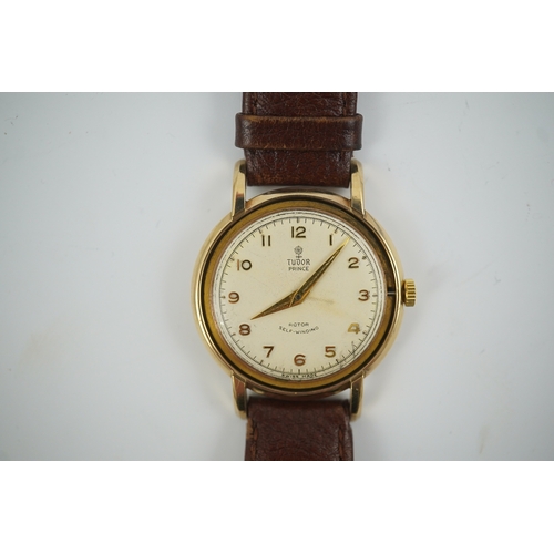 98 - A gentleman's early 1950's 9ct gold Tudor Prince Self-Winding Rotor wrist watch, with Arabic dial, l... 