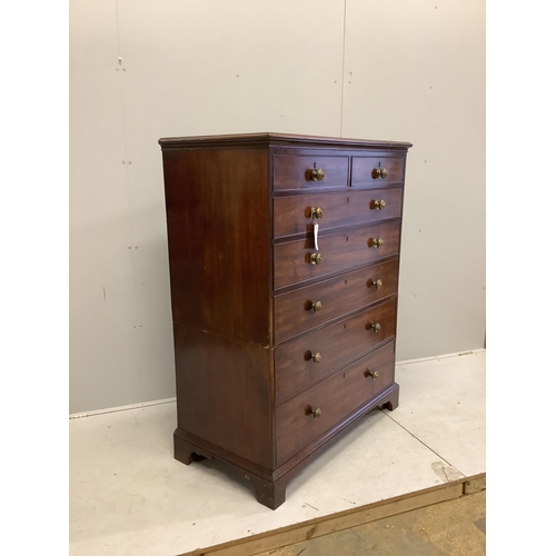 1004 - A George IV mahogany two part chest of two short and five long drawers, width 111cm, depth 58cm, hei... 