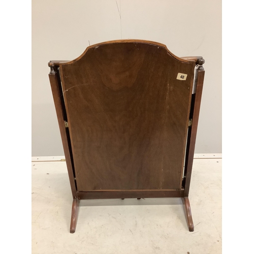 1021 - A Queen Anne revival walnut triple plate toilet mirror, height 75cm. Condition - fair