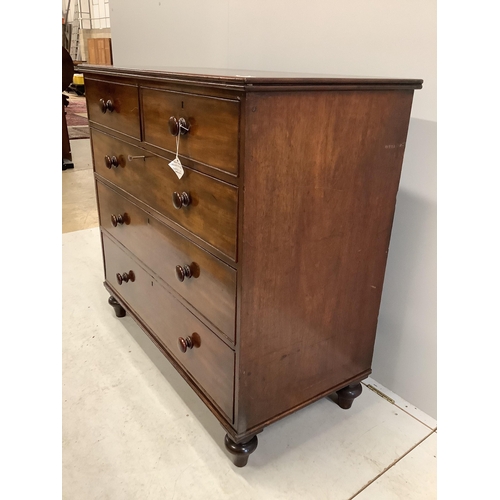 1034 - A Victorian mahogany chest of two short and three long drawers, width 109cm, depth 54cm, height 104c... 