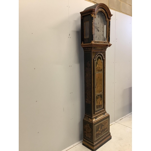 1045 - A chinoiserie lacquered eight day longcase clock, Jno. Haydon Windsor, height 222cm. Condition - fai... 