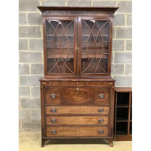 1064 - A George III mahogany secretaire bookcase, width 120cm, depth 53cm, height 224cm. Condition - fair... 