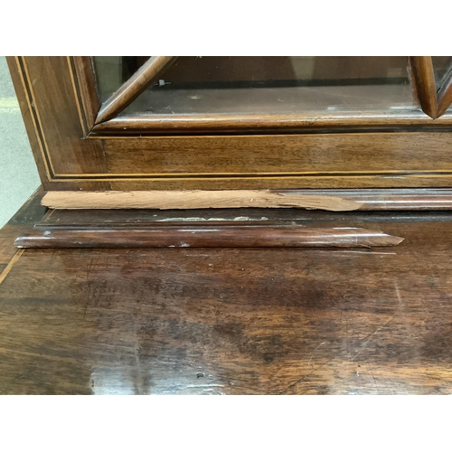 1064 - A George III mahogany secretaire bookcase, width 120cm, depth 53cm, height 224cm. Condition - fair... 