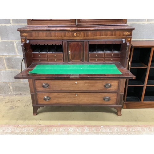 1064 - A George III mahogany secretaire bookcase, width 120cm, depth 53cm, height 224cm. Condition - fair... 