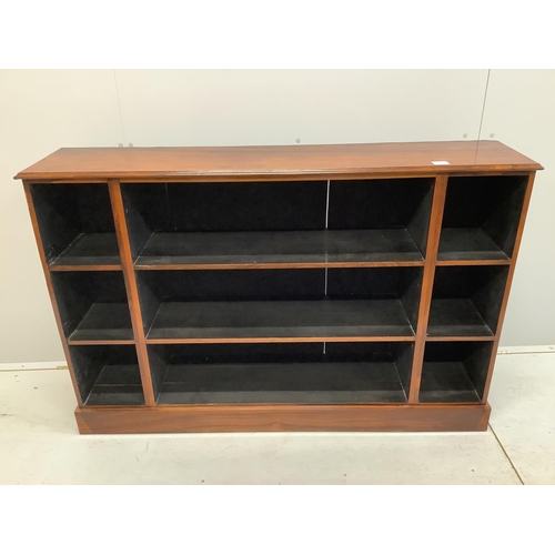 1065 - A 19th century and later rosewood open low bookcase, width 138cm, depth 30cm, height 91cm. Condition... 