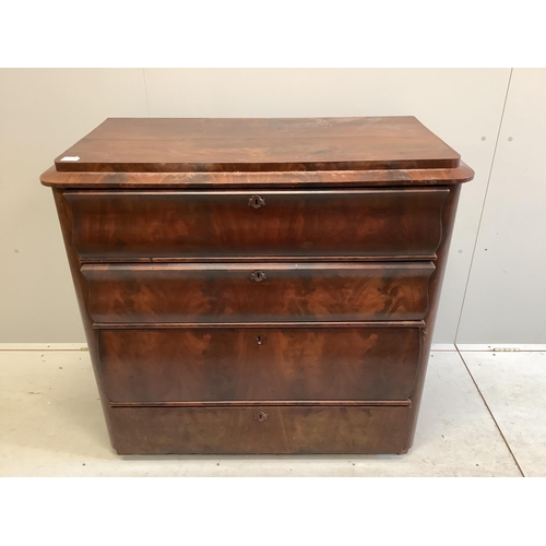 1096 - A mid 19th century French mahogany chest of drawers, width 105cm, depth 52cm, height 99cm. Condition... 