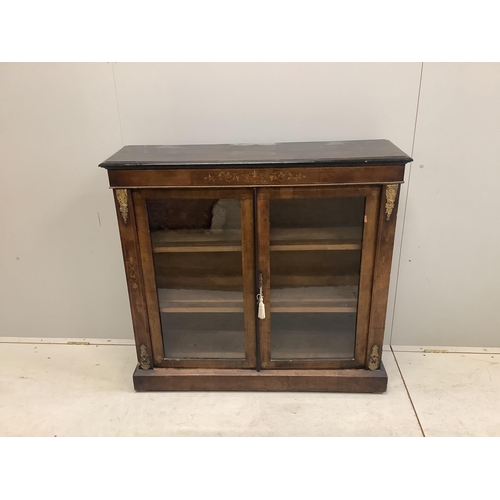 1108 - A mid Victorian gilt metal mounted inlaid walnut pier cabinet, width 107cm, depth 31cm, height 100cm... 