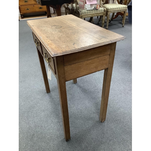 1153 - A small 18th century oak two drawer side table, width 69cm, depth 39cm, height 70cm. Condition - poo... 