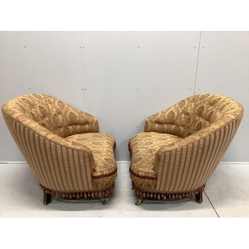 1154 - A pair of Provosi upholstered 'Tuffet' armchairs, width 94cm, depth 82cm, height 86cm. Condition - f... 