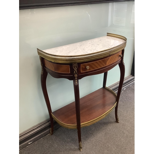 1169 - A Louis XVI style gilt metal mounted mahogany two tier marble top side table, width 62cm, depth 31cm... 