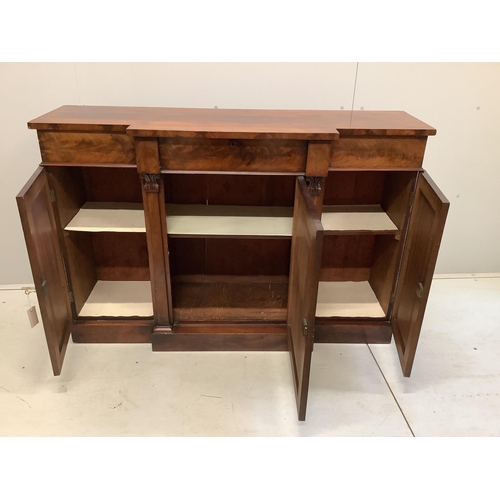 1171 - A William IV mahogany breakfront sideboard, width 137cm, depth 42cm, height 92cm. Condition - good.... 