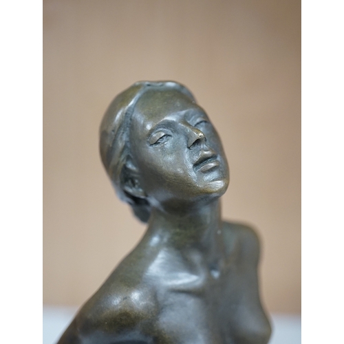 1252 - After Jean Patoue (1887 - 1936), a small bronze study of a bound nude lady, J.B. Deposse foundry mar... 