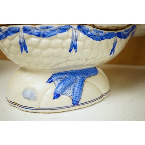 1257 - A pair of early to mid 20th century Chinese duck tureens and covers, 28cm tall. Condition - good... 