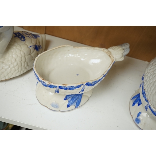 1257 - A pair of early to mid 20th century Chinese duck tureens and covers, 28cm tall. Condition - good... 