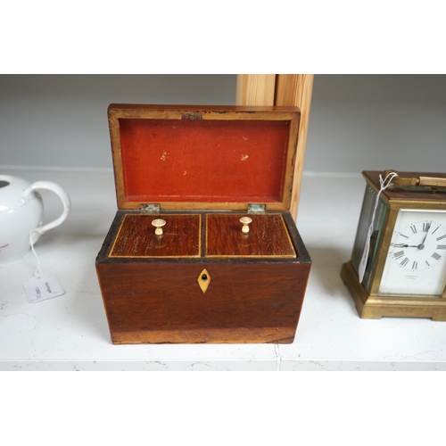 1261 - A Regency partridge wood tea caddy, 13cm high. Condition - fair.