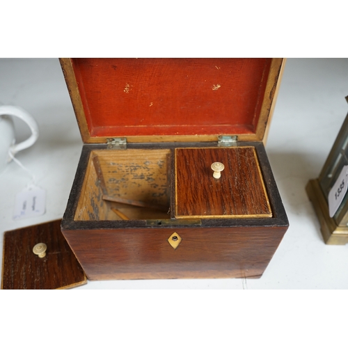 1261 - A Regency partridge wood tea caddy, 13cm high. Condition - fair.