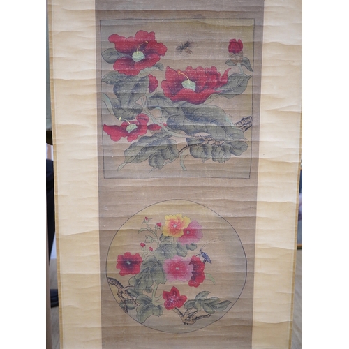 1290 - A pair of Chinese scroll pictures. Condition - fair