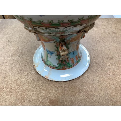 1297 - A 19th century Chinese famille rose vase, 33.5cm. Condition - poor to fair