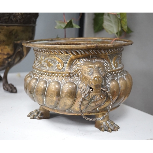 1301 - A Dutch brass jardiniere and another. Condition - fair