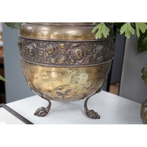 1301 - A Dutch brass jardiniere and another. Condition - fair