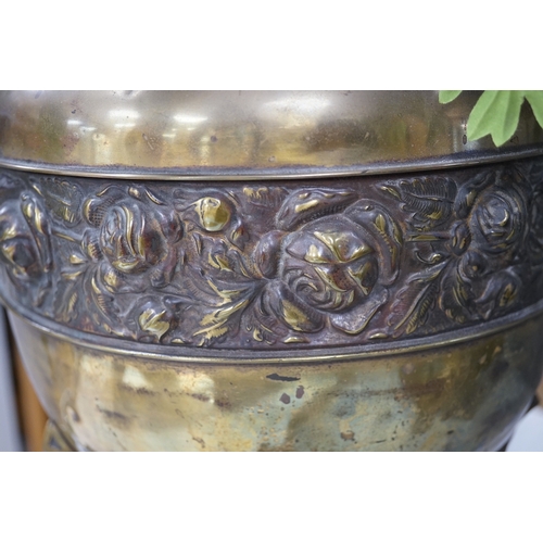 1301 - A Dutch brass jardiniere and another. Condition - fair