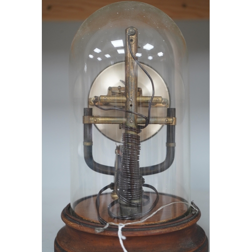 1309 - A Bulle type 800 day electric clock, under a glass dome, 26cm high. Condition - fair, untested... 