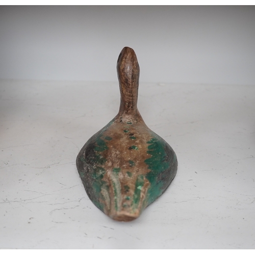 1311 - A 19th century painted decoy duck, 31cm long. Condition - worn