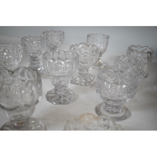 1313 - A group of twelve Georgian cut glass salts, tallest 9cm. Condition - fair to good, some chipping... 