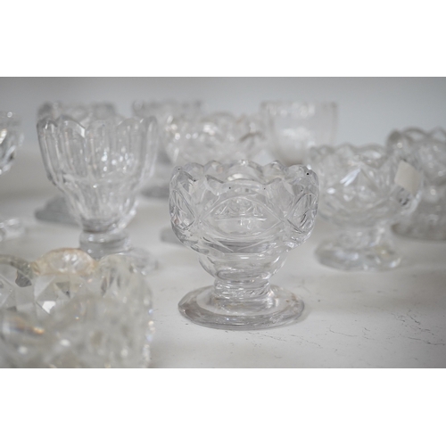 1313 - A group of twelve Georgian cut glass salts, tallest 9cm. Condition - fair to good, some chipping... 