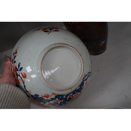 1320 - Three pieces of Chinese and Japanese ceramics to include an 18th century Chinese export bowl and a c... 