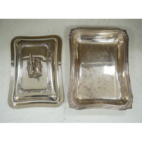 1321 - A pair of electroplate entrée dishes and covers, 30cm. Condition - fair to good