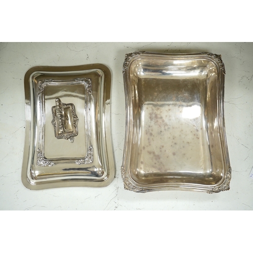 1321 - A pair of electroplate entrée dishes and covers, 30cm. Condition - fair to good