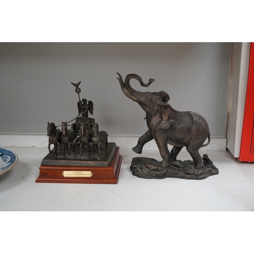 1324 - A Franklin Mint bronzed figure of an elephant, 'Giant of the Serengeti', and a Franklin Mint bronzed... 