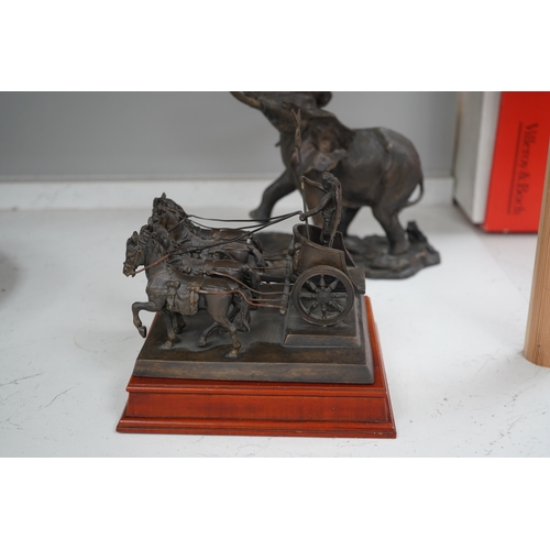 1324 - A Franklin Mint bronzed figure of an elephant, 'Giant of the Serengeti', and a Franklin Mint bronzed... 