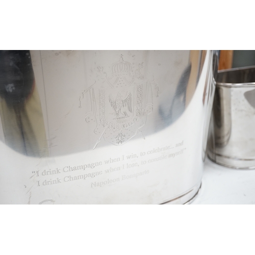 1346 - Two reproduction wine coolers with Lily Bollinger and Napoleon Bonaparte inscriptions, largest 43cm ... 