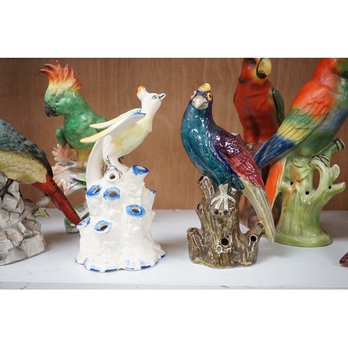 1349 - A group of twelve ceramic parrots including one by S Hancock & Sons, largest 24cm high. Condition - ... 